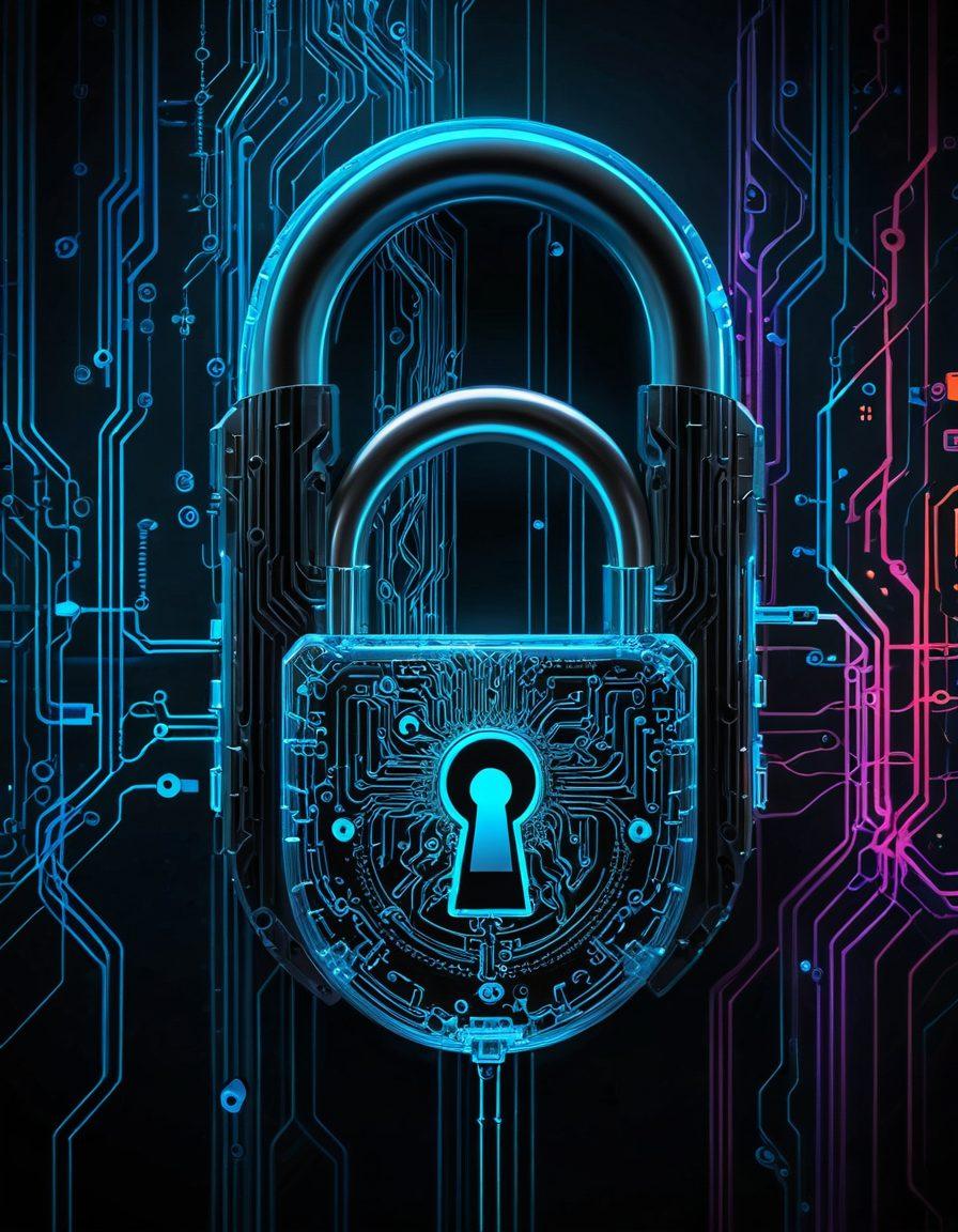 An intricate key unlocking a digital padlock made of network cables and data streams, symbolizing the secrets of the internet. In the background, graphs and performance metrics float in a futuristic interface. The scene is illuminated by glowing circuit patterns, emphasizing technology and evaluation. The overall atmosphere conveys the essence of discovery and insight. cyberpunk. vibrant colors. 3D.